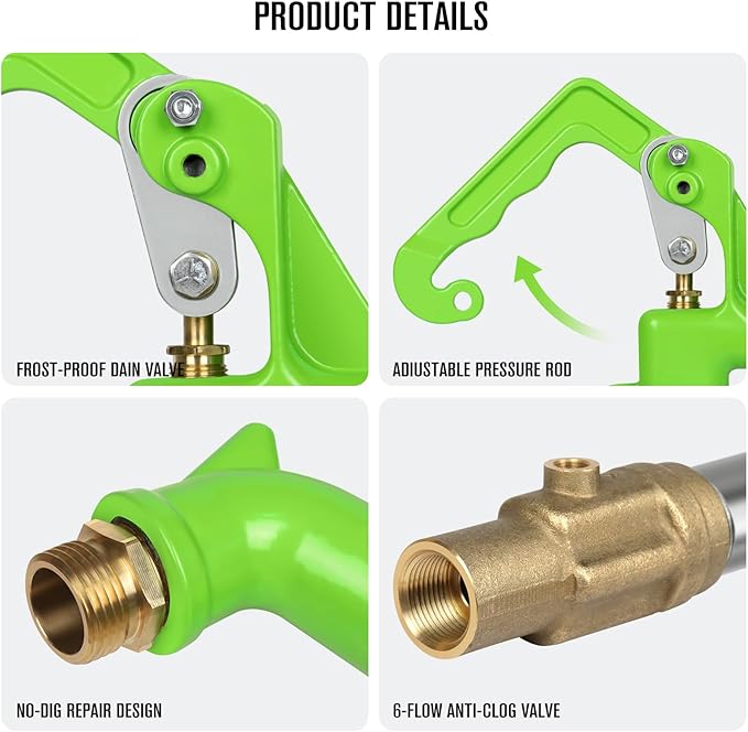 GALAX PRO 4.25FT Frost-Free Yard Hydrant, Freeze Proof Outdoor Faucet with 3/4" Pipe Connection, 24" Bury Depth, No Lead -Perfect for Yard, Garden, Farm, Pasture Irrigation & Drinking