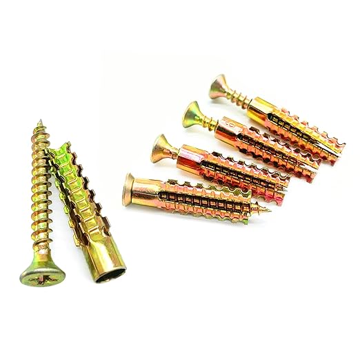 50 Pack Heavy Duty Hollow Wall Anchors with Screws, Loose Hinge Hole Repair Kits, Ideal for Hinge Hole Repair and Concrete Wall, Hollow-Wall, Wooden Wall (6x32mm)
