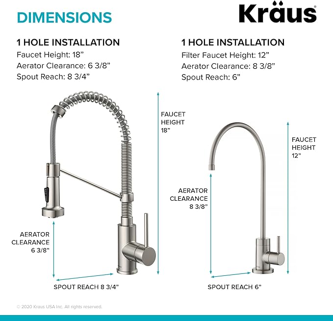 KRAUS Bolden Commercial Style Pull-Down Kitchen Faucet and Purita Water Filter Faucet Combo in Matte Black, KPF-3121-FF-100MB
