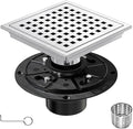 6 Inch Square Shower Floor Drain,304 Stainless Steel Square Shower Drain, High Flow Design CUPC & Watermark Certified(Brushed Nickel, 6 in)