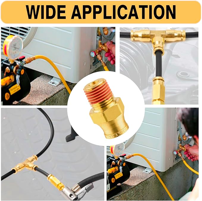 3/8" DOT Air Fittings,DOT Brass Push to Connect Fitting, Air Brake Line Fittings Connector - Male Straight 3/8" Tube OD x 3/8" NPT for Trucks Trailers Use and Air System (5PCS)