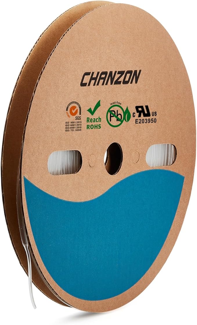 Chanzon 2:1 Ratio - 80Ft Roll - 1/24" (1mm) Heat Shrink Tubing 2:1(25M Total Length) Clear/Transparent Polyolefin Sleeving Wrap Shrinking 2 to 1 1pcs
