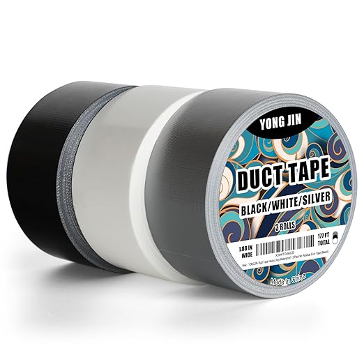 YONGJIN Strong Duct Tape Waterproof - 3 Pack 1.88 Inch x 20 Yards Each All Weather Duct Tape, No Residue, Heat Resistant, Multi-Purpose for Indoor Outdoor Repairs and DIY(Mixed)