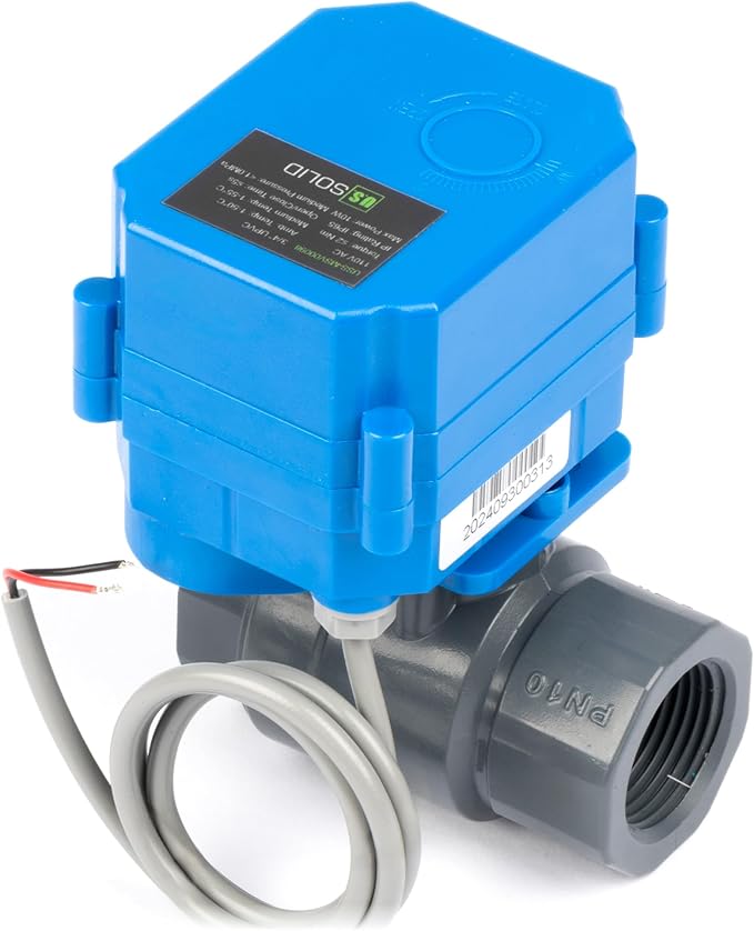 U.S. Solid 3/4 inch UPVC Motorized Ball Valve - AC 85V-265V Plastic Electrical Ball Valve with Full Port, 2 Wire Auto Return, Normally Closed