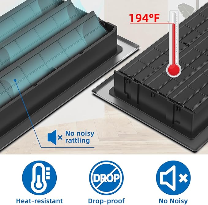 Floor Registers 6x12 Inches - 3 Pack Heavy Duty Walkable Steel Floor Vents Ease Adjust Air Flow Direction Vent Covers for Home Floor Satin Nickel Floor Vent Covers
