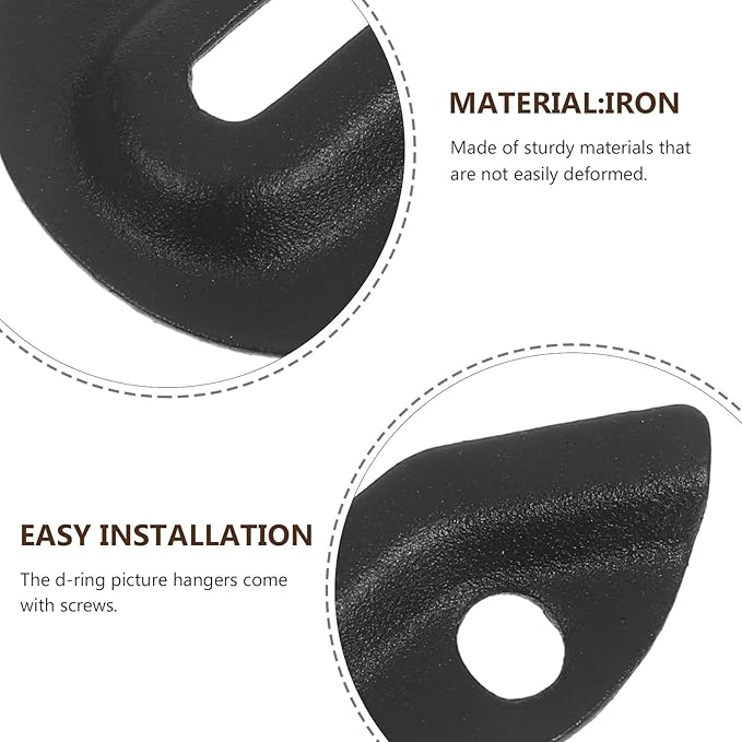 8Pcs Heavy Duty Metal Keyhole Picture Frame Hangers with Screws, Concealed Wall Mount Hooks for Mirrors and Artwork, Sand Black Round Connectors for Home and Office