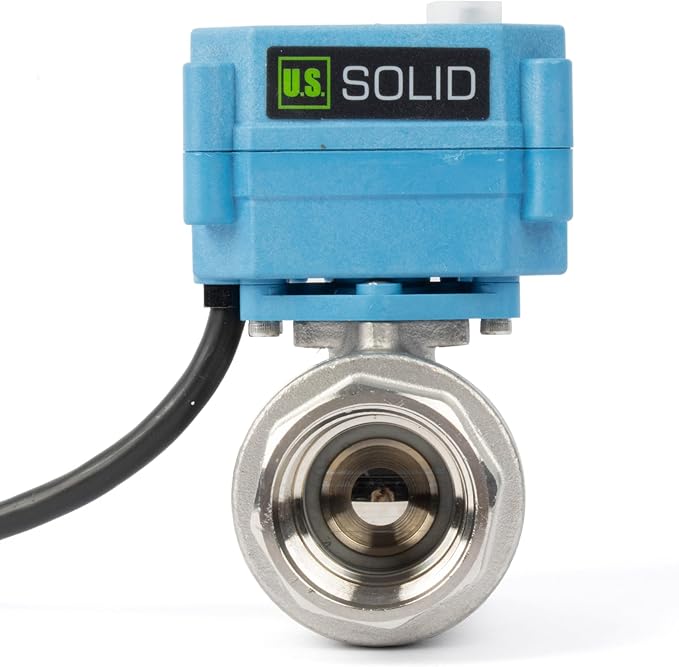 U.S. Solid 1 inch NPT 304 Stainless Steel Motorized Ball Valve - Plastic Electrical Ball Valve, 2 Wire Auto Return, AC 110~230V, Normally Closed, IP67, NSF Certified