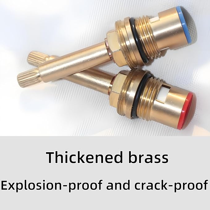 Brass Ceramic Disc Faucet Cartridge Replacement，Quarter Turn G1/2"X 84 mm 20 Teeth Faucet Valve Replacement for Bathroom Kitchen Sink Bathtub Tap Valve Cartridge，1 Pair Hot & Cold (84 mm)