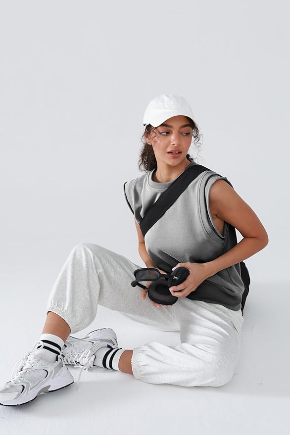 Workout Tank Tops Woman Crew Neck Athletic Tops Cotton Sweatshirt Loose Fit Muscle Tanks Runnning Gym Sports Shirt