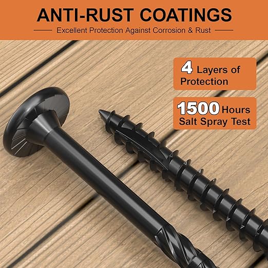 #14 Heavy-Duty Wood Screws Assortment Kit, 360Pcs Star Drive Decking Wood Screws, Rust Resistant Timber Screws for Log/Landscaping Wood (2-7/8",4-1/2",6",8")