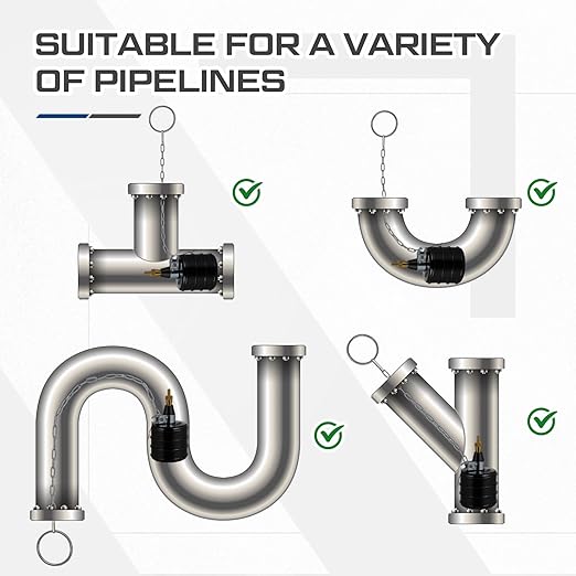 Inflatable Pipe Plug Sewer Test Plug Rubber Plumbing Test Balloon for Sewage Pipeline Inspection(2 Inch,with Ring and Chain)