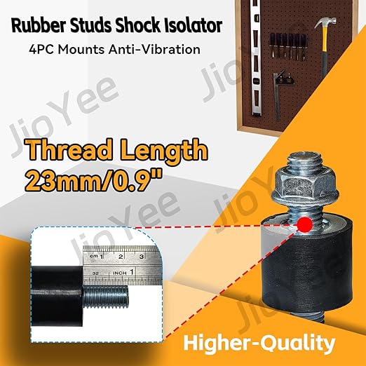 M10 30x25mm Rubber Studs Shock Isolator Mounts Anti-Vibration for Split Heat/Water Pumps, Air Compressors, Harvester, Garage Motor, Generator, Gasoline Engines, Diesel Engines, DIY (4 Pack)