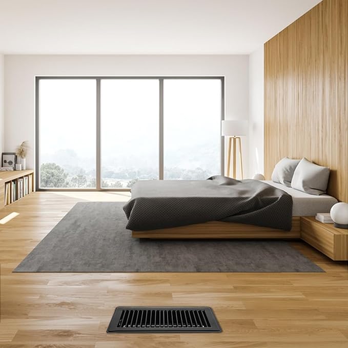 VOISEN Floor Register 4x10, 12 Pack Black Floor Vent Covers, Heavy Duty Steel Walkable Floor Vents,Vent Covers for Home Floor