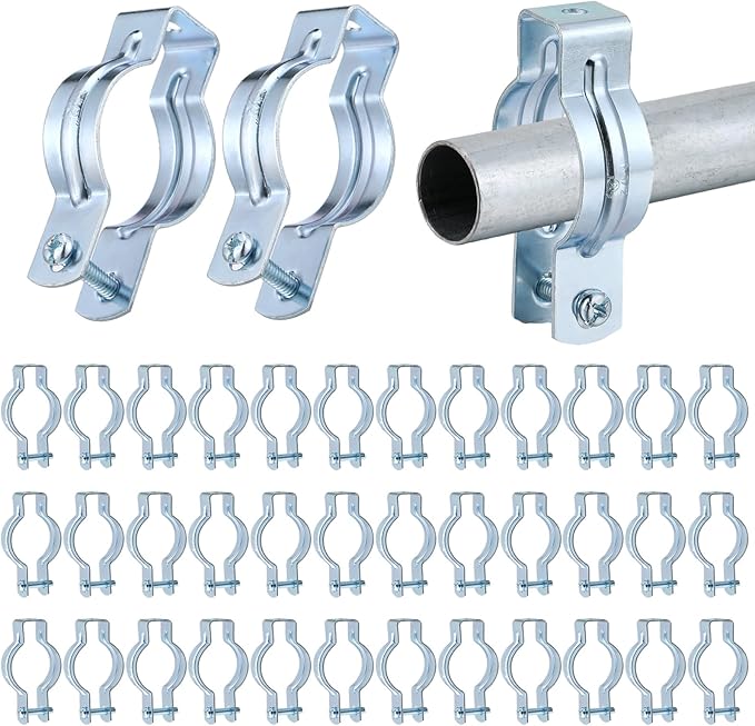 25 Pcs EMT Conduit Hanger with Bolt,Insulated Supports or Threaded Rods,Metal Galvanized Conduit Clamps Strut Straps and Hangers Rigid Pipe Fittings Mounting(1 Inch)