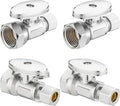 (4 Pack) Lidertik 1/2 inch NPT Thread Straight Stop Valve 1/2 inch x 3/8 inch Compression for Water Toilet Bathroom Sink Brass Plated Chrome 1/4 Turn Valve LI-JF1-NPT-S(4 PCS)