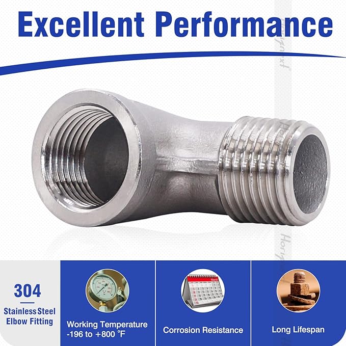 stainless steel NPT 1/2 elbow fitting 90 degree with both male and female thread connecting water pipe air hose pvc tube cast coupling (1 pc)