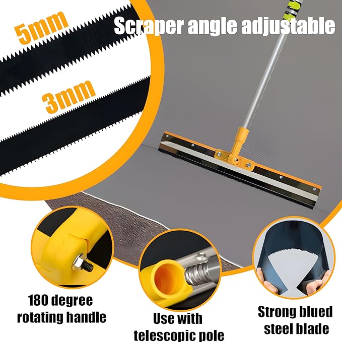 Self Leveling Cement Tool Kit,Epoxy Floor Kit,Self-Leveling Rake,Spike Shoes for Epoxy Flooring,Spike Roller for Self-Leveling,Floor Leveling Tools, 23.62~55.12 inch Telescopic Pole
