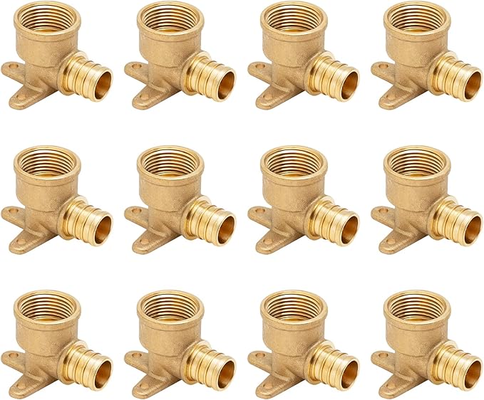 SUNGATOR 12-Pack 3/4" Pex Drop Ear Elbow, No Lead Brass, 3/4 Inch Pex Fittings