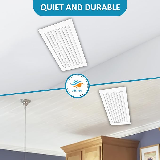 Aluminum 12 x 8 in (Duct Opening) 1-Way Air Duct Register Vent Cover for Ceiling and Wall - Modern HVAC Louver Vent Cover Adjustable – Durable Rustproof Wall Grille – Overall Size 13-5/8 x 9-5/8 Inch