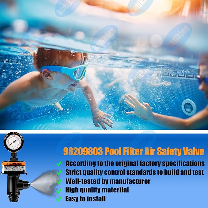 Manual Air Relief Valve for Pool and Spa Filters, Pool Filter Air Relief Valve with Pressure Gauge Replacement, Compatible with Hayward, Pentair and More (ARF-2)