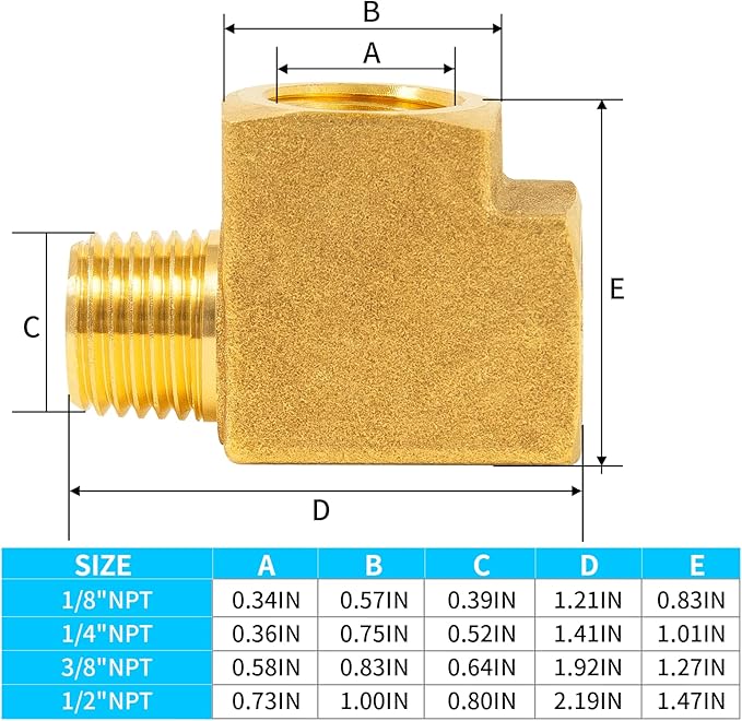 ChillWaves Brass Pipe Fitting, Barstock Male Run Tee 1/4" NPT Female x 1/4" NPT Female x 1/4" NPT Male Thread Adapter(3-PACK)