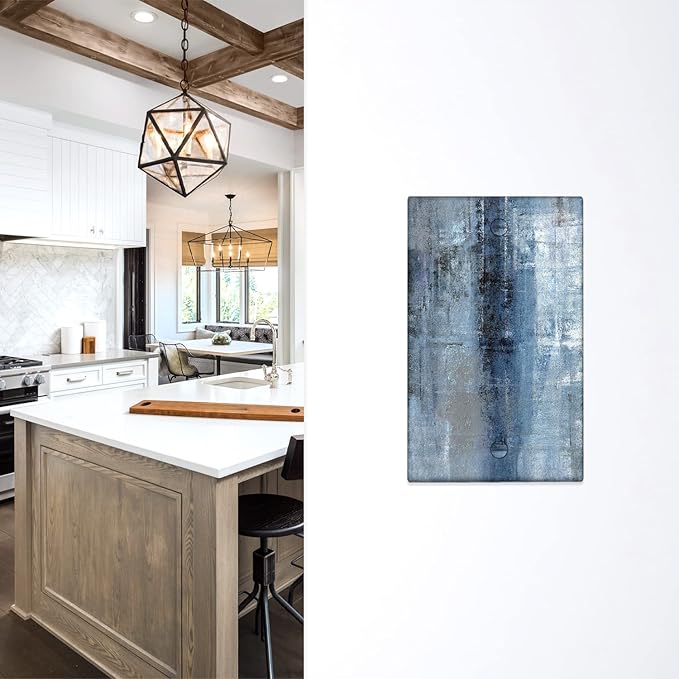 Blue Grey Switch Plate Cover 1Gang Light Switch Cover Modern Abstract Art wall plate Decortive Light Switch Cover WallPlates for Home Kitchen Decor