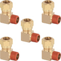 5PCS Air Brake Nylon Tubing Brass 90 Degree Union Elbow Fitting, 1/2" Tube OD x 3/8" NPT Thread Air Compression Fittings for Nylon Hose with DOT Approved for Truck Trailers
