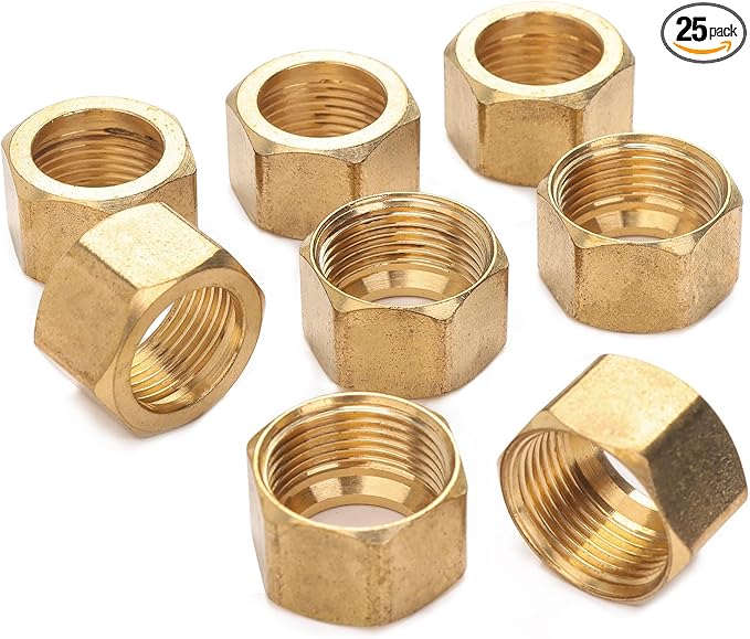 LTWFITTING 5/8-Inch Brass Compression Nut,Brass Compression Fitting(Pack of 25)