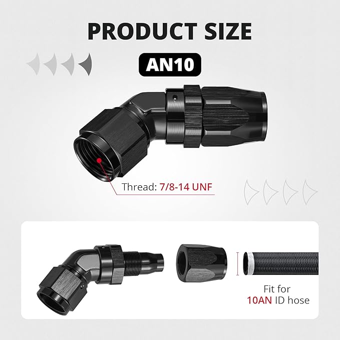 EVIL ENERGY 10AN Hose End Fitting 45 Degree Swivel Low Profile Forged Aluminum for CPE Braided Line