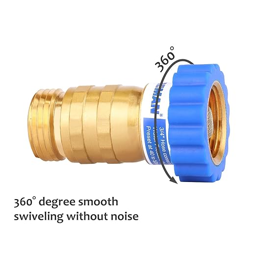 MEASUREMAN Lead-Free Brass, Water Pressure Regulator, Pressure Reducer for Camper, Trailer, RV, Garden, Plumbing System, 40-50 psi, 3/4"Hose