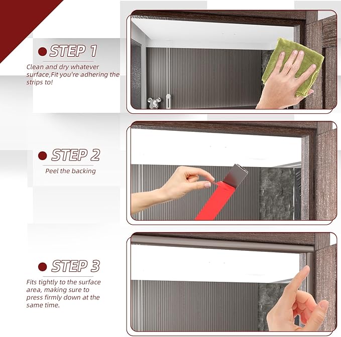 Weather Stripping Door Seal Strip, D Shape Rubber Door Weather Stripping,Self Adhesive Doors Seal Strip for Window Frame Weatherstripping Soundproofing Insulation (Brown, 50FT)