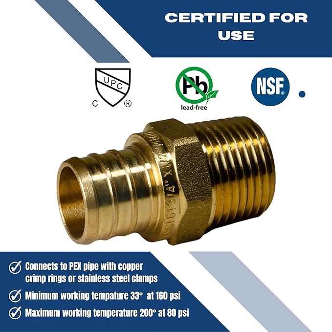 XFITTING 3/4 inch Pex x1/2 inch Male NPT Adapter, 24-4-5=5X, 5 Pieces