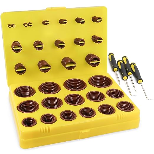 386 PCS Viton O-Ring Kit (30 Sizes) - Metric Standard & 75A Durometer FKM O Ring Assorted Kit with 4 Pick Tools for Automotive, Engine and Chemical - Durable High Temperature & High Pressure