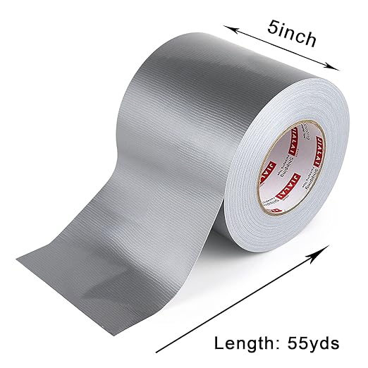 Wide Duct Tape, Industrial Grade Silver Tape 5 inches x 55 Yards (164 ft), 9 Mil Heavy-Duty, Waterproof, Strong, Flexible, No Residue, for Indoor & Outdoor Crafts Improvement
