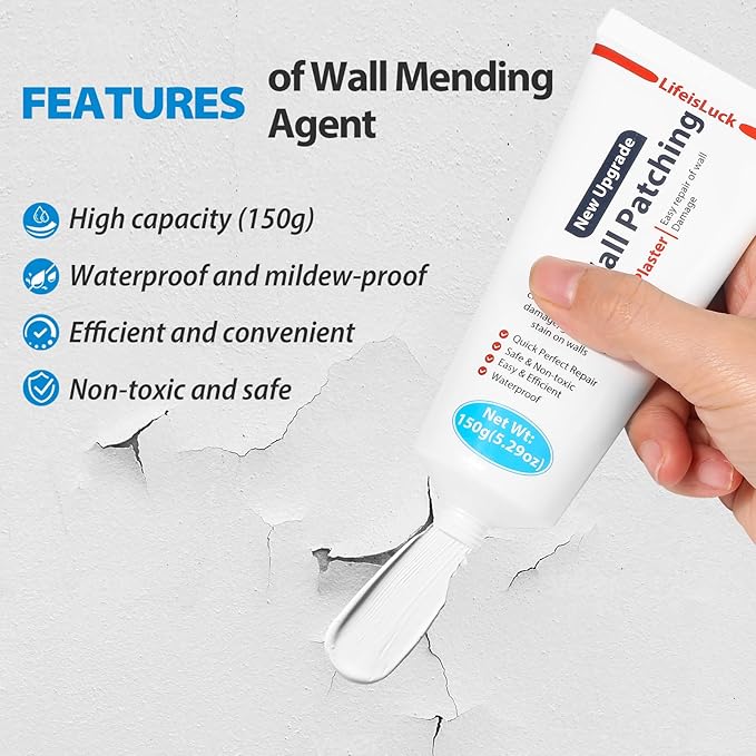 Wall Mending Agent, Wall Spackle with Scraper, Wall Surface Hole Fill Quick and Easy Solution, White