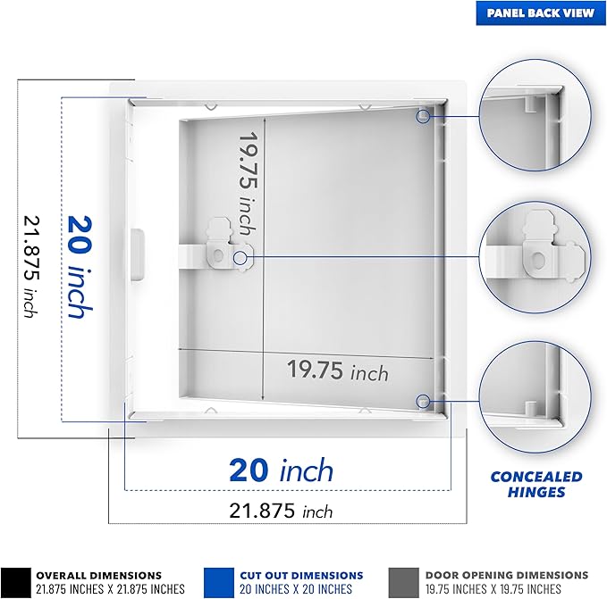 Steel Access Panel - Welded Steel Ceiling Access Panel 20x20, Metal Access Door with Powder-Coated Finish Metal Access Panel for Plumbing, Electrical, Mechanical Access (20" x 20")