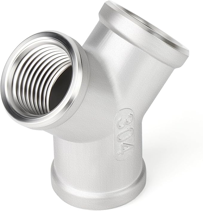 TAISHER 2PCS 304 Stainless Steel Y Shape 3 way Pipe Fittings, 1/2" x 1/2" x 1/2" NPT Female Pipe Fittings