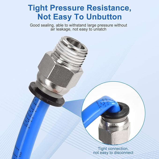 10 Pcs Push-to-Connect Fittings 1/4 Inch Tube OD x 1/8 Inch NPT Thread Pneumatic Male Straight Quick Connect Air line fittings…