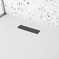12 inch Linear Shower Drain with Removable Square Hole Panel by Using 304 Stainless Steel Process, Linear Drain Equipped with Adjustable Feet and Hair Strainer（Matte Black Color）
