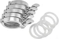 QiiMii 5 Pcs Heavy Duty Single Pin Tri Clamps Ferrule TC 2.5 Inch Stainless Steel 304 with Silicone Gasket