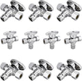 10-Pack Foskan Dual Outlet Angle Stop Valve,1/4 Turn Shut off Valve,1/2" PEX-A x 3/8" OD x 3/8" OD,Chrome Plated Brass