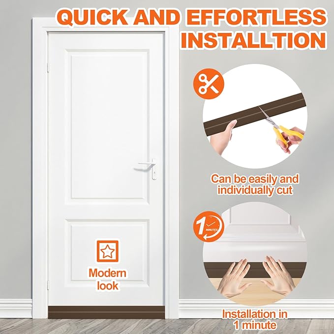 Door Draft Stopper, Door Sweep for Bottom of Door, Weather Stripping Door Seal, Under Door Gap Filler, Under Door Draft Blocker Soundproof/Insulator, Door stoppers (Brown, 39‘’)