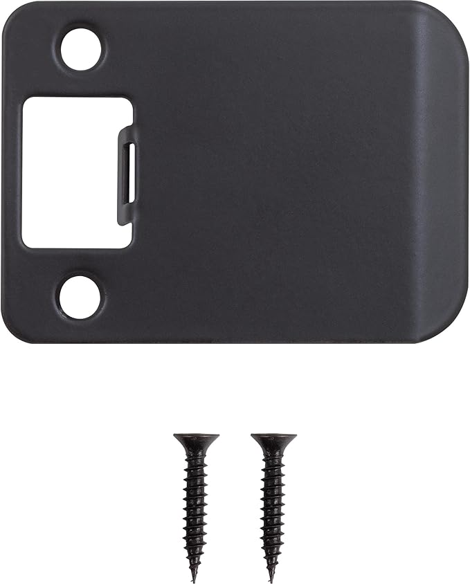 Stone Harbor Hardware Round Corner Extended Lip Strike Plate, 2-1/4" x 2-1/2", (3" Overall Length), Matte Black