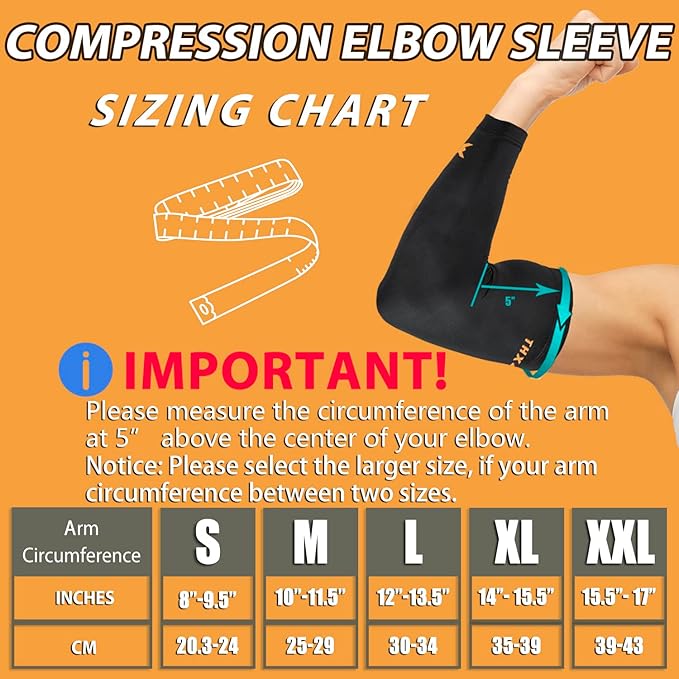THX4COPPER Elbow Compression Sleeve(2 Pieces)-Copper Infused Support-Guaranteed Recovery Copper Elbow Brace-Idea for Sports, Golfers, Tennis Elbow, Arthritis, Tendonitis-Medium