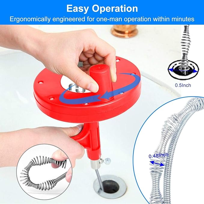 Forlivese Drain Auger,25Ft Plumbing Snake,Heavy Duty Toilet Snake Drain Clog Remover for Bathroom Sink,Kitchen Cleaning,Comes with Gloves and 1 Pack Plastic Hair Snake