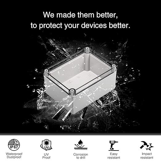 QILIPSU Outdoor Junction Box IP67 Waterproof Project Box ABS Plastic Weatherproof Electrical Enclosure Clear Cover (6.9"x4.9"x3.9" CC)