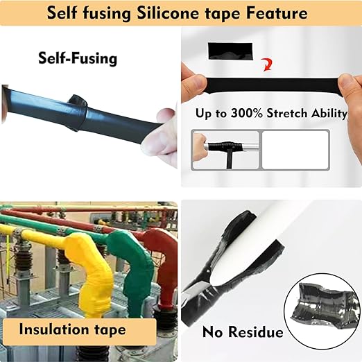 Self Sealing Fusing Silicone Tape,1 in Wide 16.5 Feet Heavy Duty & Leak Proof Rubber Waterproof Hose Tape Pipe for Water Emergency Pipeline Repair Cable Winding Insulating Red