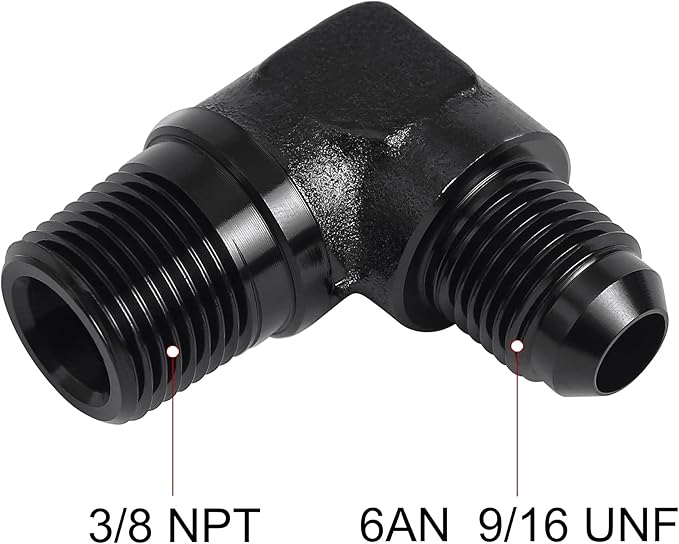 EVIL ENERGY 6AN to 3/8" NPT Male 90 Degree Fitting Adapter Aluminum