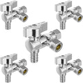 5-PCs HeSun Barb Crimp Inlet Angle Stop Valve, Quarter-Turn 1/2" PEX-B x 3/8" OD x 3/8" OD Compression, Dual Compression Outlet Shut Off Valve, PEX Chrome Plated Brass, ASTM F1807(VALVE200-5)
