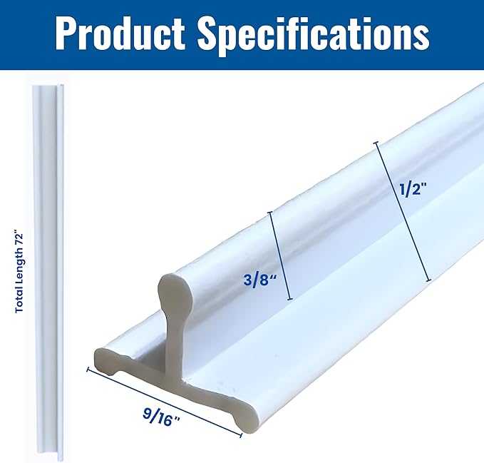 KC Hardware Vinyl Sliding Screen Door Track, Sliding Door Bottom Track Replacement, Patio Screen Door Guide - Flat White Vinyl -72 Inch- Pack of 2